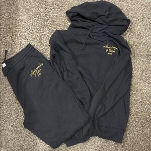 Abercrombie & Fitch Charcoal Hoodie and Sweatpants Set Medium